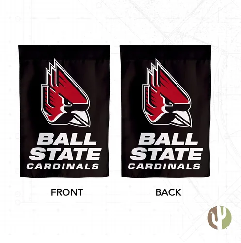 Vista 2 de Desert Cactus Bandera de jardín de la Universidad Estatal de Bola BSU Cardinals Ball U Banner 100% poliéster (diseño A)