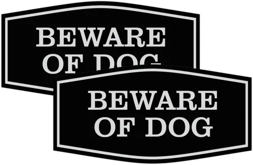 Vista 27 de All Quality Fancy Beware of Dog Letrero Material duradero Señales de seguridad para el hogar Fácil de instalar (negro/oro), mediano, 1 paquete