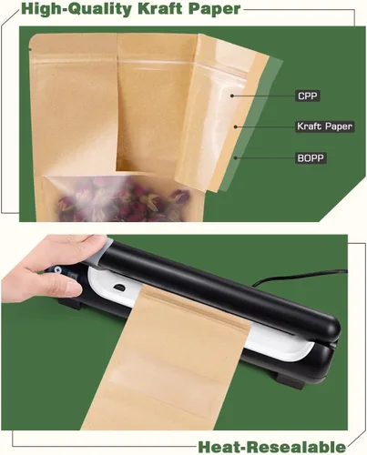 Vista 4 de Bolsas de papel kraft para pie, 200 paquetes, 3.5 x 5.5 pulgadas, almacenamiento de alimentos, Navidad
