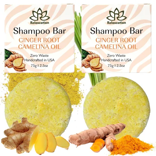 Vista 8 de Relaxcation Barra acondicionador de aceite de raíz de jengibre y camelina, hidratante y crecimiento del cabello, hecha a mano en Estados Unidos