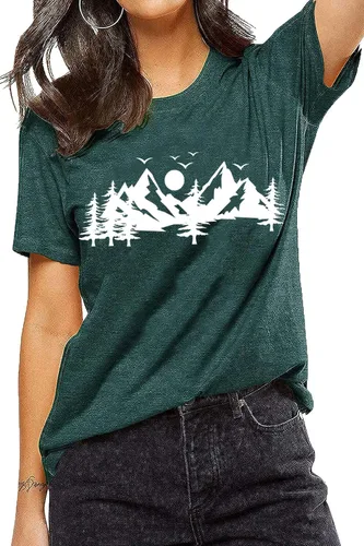 Vista 3 de Happy Camp - Camiseta para mujer, senderismo, aventura de montaña, novedad, entrenamiento, divertido, lindo gráfico atlético