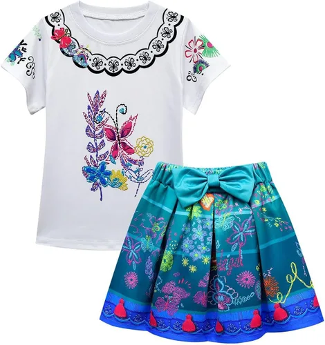 Vista 3 de Linda falda encanto Mirabel para niños disfraz de Isabela camiseta de cosplay disfraz de dibujos animados disfraz de Halloween
