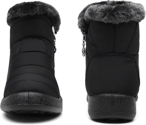 Vista 3 de Botas de nieve de invierno con forro de piel cálida para mujer, impermeables, botines al aire libre, zapatos cómodos para mujer