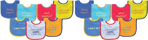 Vista 15 de Luvable Friends Baby Cotton Terry Drooler Bibs with PEVA Back, Transportation, One