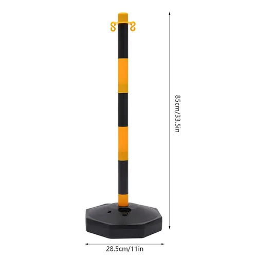 Vista 2 de 6 piezas de conos de tráfico con base rellenable de polietileno amarillo, poste de estacionamiento portátil con cadenas de 6.6 pulgadas, conos