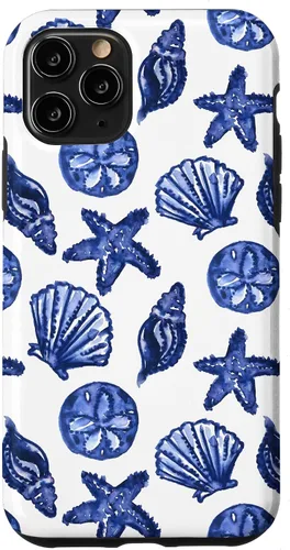 Vista 29 de Funda azul para iPhone 16, diseño de conchas marinas náuticas para nieta costera