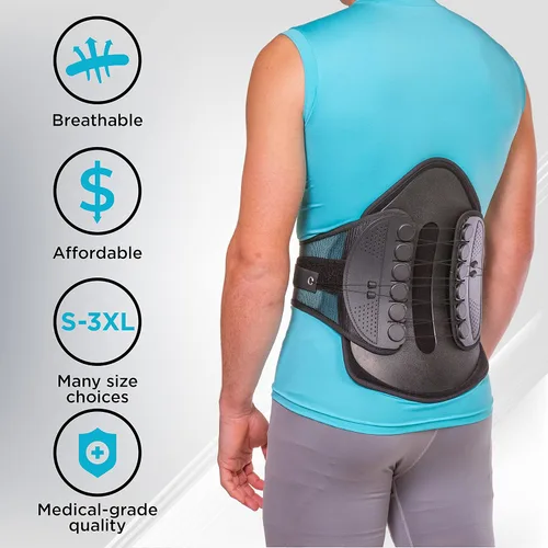 Vista 7 de BraceAbility Soporte lumbar para espalda de descompresión – Cinturón de corsé lumbosacro semirrígido ajustable para discectomía, laminectomía