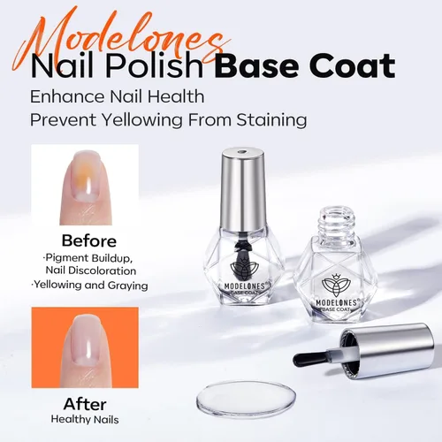Vista 6 de Modelones - Juego de esmalte de uñas base y capa superior transparente de secado rápido A0-Clear Set