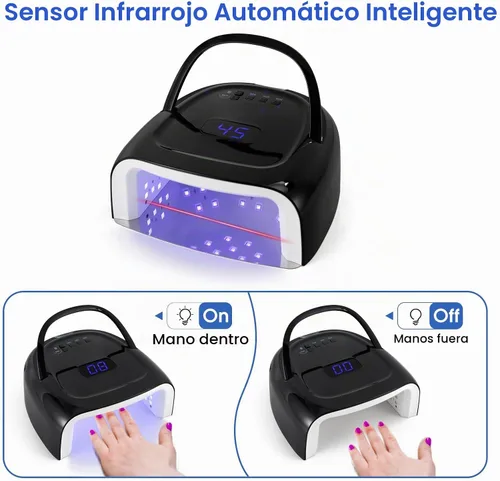 Vista 2 de Luz UV inalámbrica portátil profesional recargable de 60 W UV LED para máquina de lámpara de uñas con parte inferior de acero inoxidable extraíble