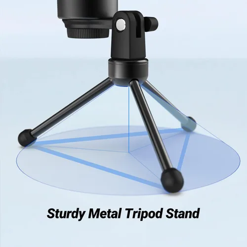 Vista 5 de FIFINE Soporte de trípode para micrófono de escritorio con patas de goma antideslizantes, construcción de metal resistente, soporte de micrófono