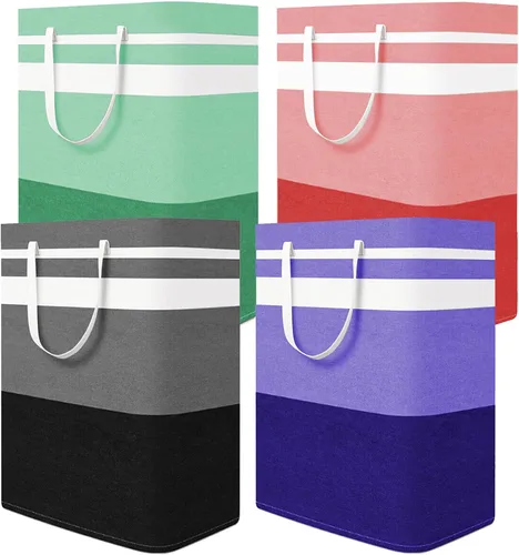 Vista 9 de Paquete de 2 cestas plegables para la ropa sucia, canastas grandes para la ropa sucia con asas, cestas de lavandería impermeables, cestas plegables