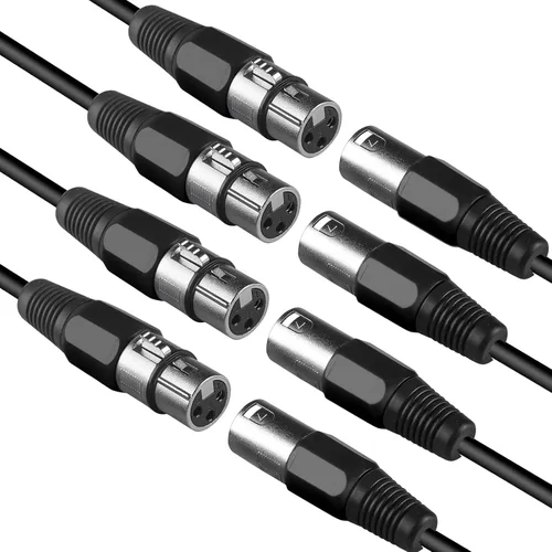Vista 2 de MAD OWL Paquete de 4 conectores XLR de 3 pines – Cannon XLR DMX hembra macho adaptador, montaje en panel, conector de cable de micrófono para luz