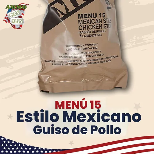 Vista 4 de MREs (Comidas listas para comer) genuino excedente militar de Estados Unidos sabores variados
