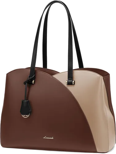 Vista 11 de LOVEVOOK Bolso de mano para laptop para mujeres, bolsos de trabajo, bolso para laptop para maestros, bolso de computadora de cuero, carteras Negro