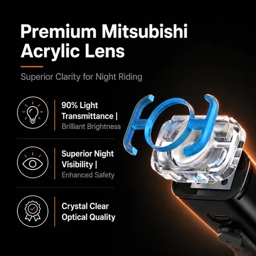Vista 7 de BrightRoad 850 Lumens Front Bike Light, Rechargeable Bike Headlight with 7 Modes, MTB Bicycle Light for Night Riding, 85° Wide Beam, 650ft