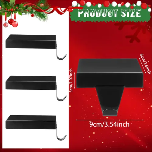 Vista 3 de Soportes de calcetines de Navidad de Zonon para repisa, ganchos de hierro resistentes para calcetines, mantel con almohadilla protectora