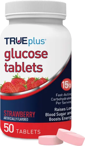 Vista 32 de TRUEplus® Tabletas de glucosa, sabor surtido (uva, frambuesa, naranja), botella de 50 unidades (1)