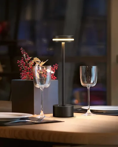 Vista 8 de PUSU Juego de lámparas de mesa inalámbricas de 2 unidades, lámpara de escritorio LED portátil con batería, luces de mesa de 3 niveles de brillo