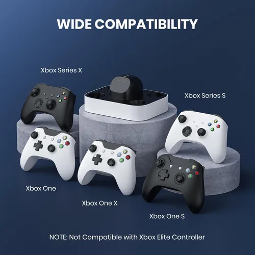 Vista 4 de NEWDERY Controller Charger Station for Xbox, 2x1100mAh Rechargeable Battery Packs for Xbox One/Series X S Controller, Fast Charging Dock with 4