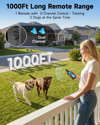 Vista 3 de PATPET Collar de Entrenamiento para Perros Collar de Choque para Perros con Control Remoto - 3 Modos de Entrenamiento, Pitido, Vibración y Choque