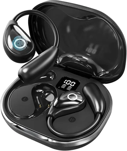 Vista 7 de Auriculares Inalámbricos de Oído Abierto Bluetooth, Auriculares de Conducción Aérea Libres de Dolor con Estuche de Carga de Pantalla Digital LED