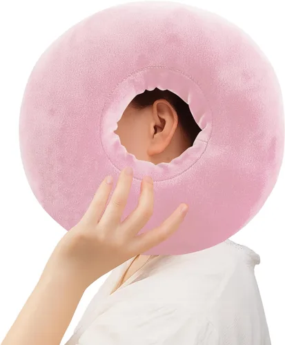 Vista 9 de Almohada para perforaciones para dormir de lado, almohada de dona suave y cómoda, almohada CNH para oídos con agujeros para dolor de oído