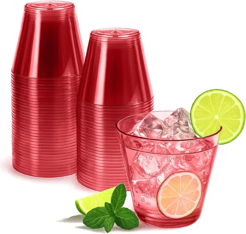 Vista 12 de Minatee 100 vasos de plástico desechables de lujo, vasos de cóctel de vino resistentes para graduaciones, bodas y fiestas de cumpleaños, vasos