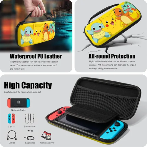 Vista 4 de Xcitifun Carrying Case Compatible with Nintendo Switch, Protector Joy-Con Case & Dock Cover & Travel Bag Case & Keychain 7 in 1 Accessories Kit Set