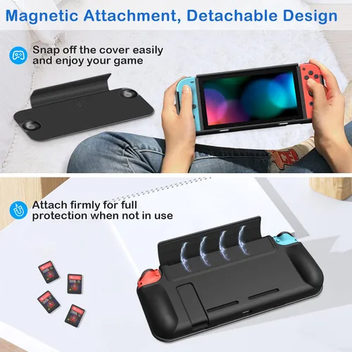 Vista 4 de Fintie Funda para Nintendo Switch - Funda con tapa segura para pantalla Carcasa protectora delgada de TPU suave con cubierta frontal desmontable