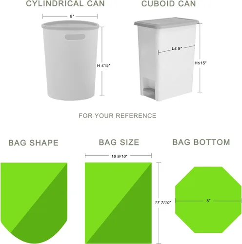Vista 6 de Inwaysin - Mini bolsas de basura de 1.2 galones, bolsas de basura pequeñas, 6 litros, 100 bolsas, verde transparente