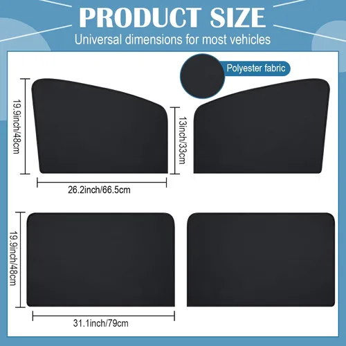 Vista 2 de Tallew 4 parasoles magnéticos opacos magnéticos para ventana de automóvil, cortinas para ventana de automóvil, cortinas para ventana de automóvil