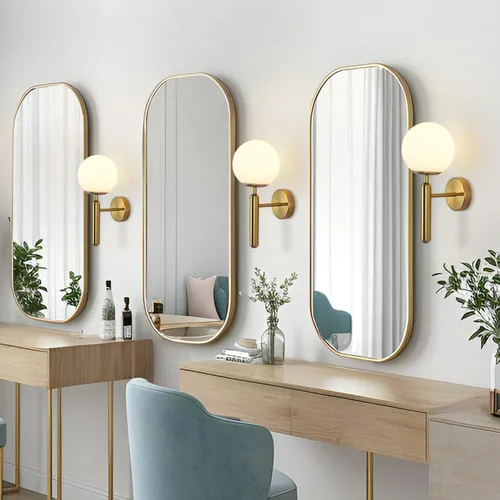 Vista 7 de KCO Lighting - Juego de dos apliques de pared de latón con forma de globo de vidrio de leche, aplique de pared dorado cepillado, modernos accesorios