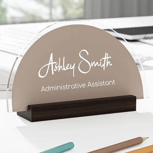 Vista 8 de Placa de nombre personalizada para escritorio, placa de identificación acrílica personalizada con soporte, placa de nombre de escritorio