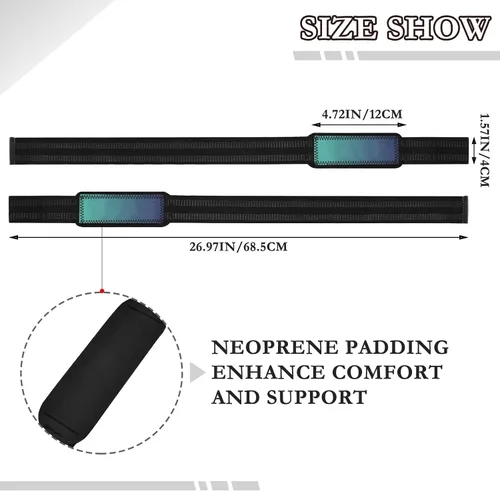 Vista 3 de Blue Gradient Wrist Wraps 26" Power Workouts Deadlift Straps for Powerlifting, Strength Training, Bodybuilding