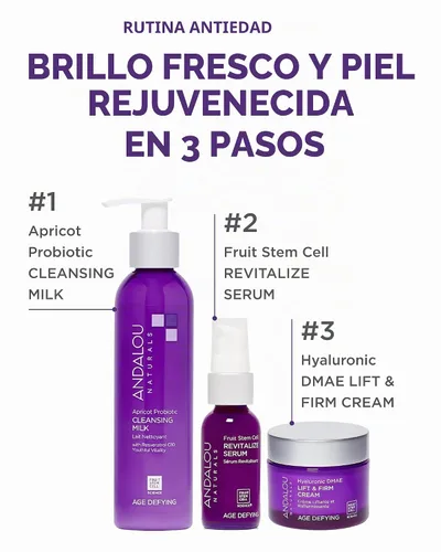 Vista 3 de Andalou Naturals - Leche limpiadora probiótica de chabacano, 6 onzas, paquete de de 1