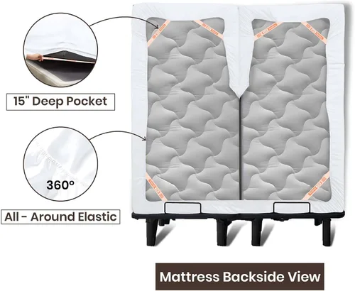 Vista 5 de SGI bedding Juego de sábanas de microfibra ajustable de 28 pulgadas con parte superior flexible de cabeza dividida, ultra suave, refrescante