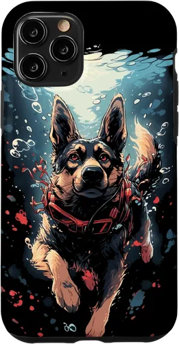 Vista 27 de iPhone 16 German Shepherd Dog Diving Swimming Underwater Case