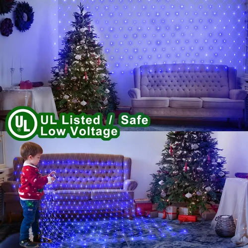 Vista 8 de KNONEW Red de luces de Navidad de 420 luces LED de 13 pies x 6.6 pies, luces de malla para exteriores, conectables, impermeables, 8 modos
