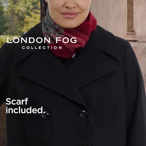 Vista 3 de LONDON FOG womens Plus-size Double Breasted Peacoat With Scarf