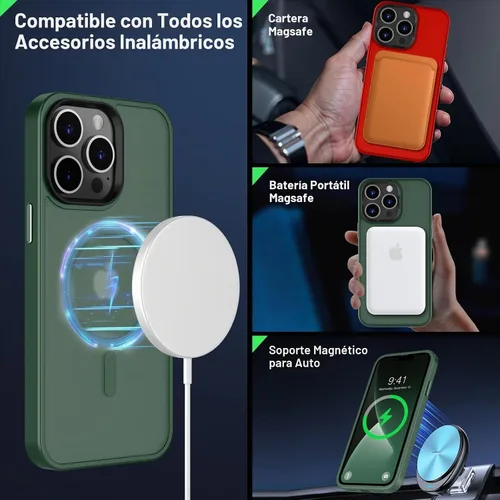 Vista 2 de MOCCA - Funda magnética a prueba de golpes para iPhone 13 Pro Max, color Verde medianoche