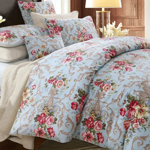 Vista 26 de ABREEZE Juego de funda de edredón tamaño individual con cierre de botón, 100% algodón egipcio, juego de ropa de cama floral de granja, color rosa, 3