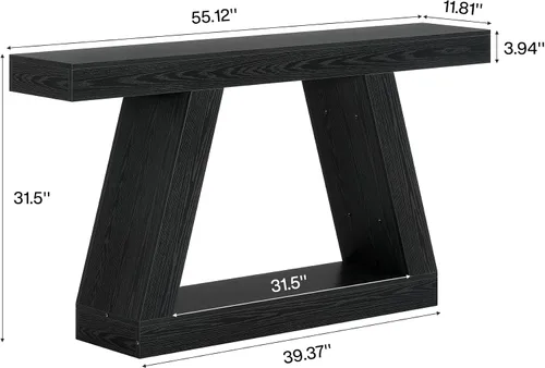 Vista 2 de Tribesigns Mesa consola de granja, mesa de sofá rústica de 55 pulgadas con almacenamiento, mesa de entrada de madera industrial para pasillo, sala