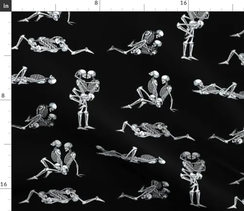 Vista 2 de Spoonflower Tela esqueleto Halloween Bone Love on Petal Signature Cotton
