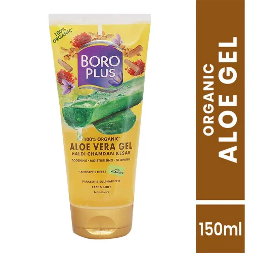 Vista 2 de Boroplus Gel de aloe vera Gel hidratante con Haldi, Chandan y Kesar Gel facial no pegajoso Elimina espinillas y manchas oscuras Proporciona