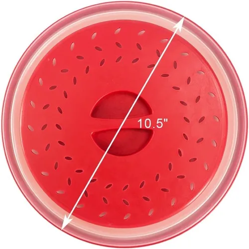 Vista 7 de Cubierta para placa de microondas redonda de 10.5 pulgadas con rejillas de ventilación de vapor, plegable, a prueba de salpicaduras, con mango