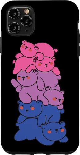 Vista 11 de Funda con diseño de oso LGBTQ para iPhone 15 con bandera bi