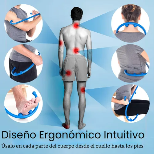 Vista 5 de LiBa Deep Tissue Back Neck Massager Theracane para aliviar el dolor azul A. Azul (1 paquete)