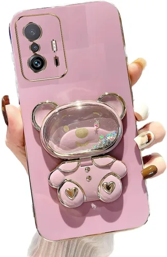 Vista 49 de Miagon Bear - Funda con soporte para espejo para Xiaomi Redmi A1, Quicksand Glitter Electroplated Soft TPU Protector Slim a prueba de golpes