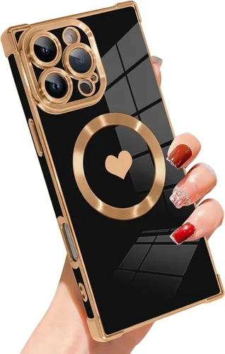 Vista 23 de SAKUULO - Funda magnética rectangular de lujo para iPhone 12 Pro Max, color negro