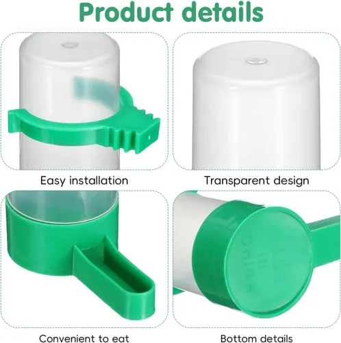 Vista 3 de VILLCASE Dispensador de agua para periquitos, plástico, fácil de instalar, transparente, adecuado para múltiples aves